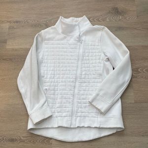 Lululemon white zip up sweatshirt with button collar size 8